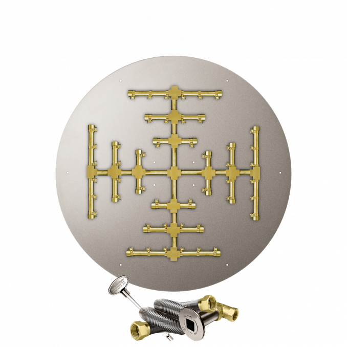 Firegear Pro Series Snowflake 34" Round Flat Pan Propane Gas Fire Pit Burner System With Match Throw Ignition System