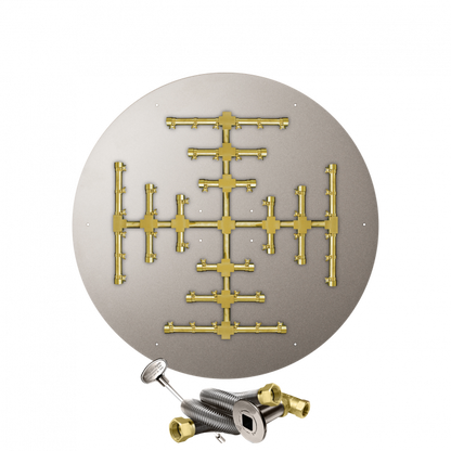 Firegear Pro Series Snowflake 34" Round Flat Pan Propane Gas Fire Pit Burner System With Match Throw Ignition System