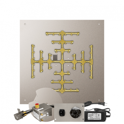 Firegear Pro Series Snowflake 34" Square Flat Pan Propane Gas Fire Pit Burner System With All Weather Electronic Ignition System