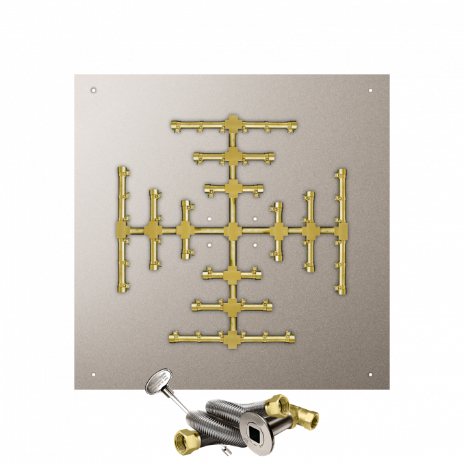 Firegear Pro Series Snowflake 34" Square Flat Pan Natural Gas Fire Pit Burner System With Match Throw Ignition System