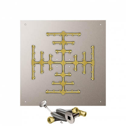 Firegear Pro Series Snowflake 34" Square Flat Pan Natural Gas Fire Pit Burner System With Match Throw Ignition System