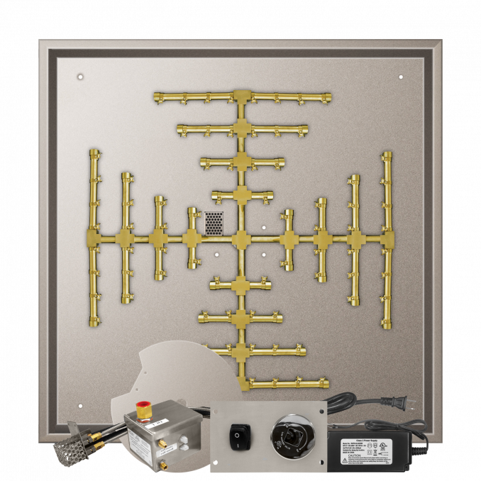 Firegear Pro Series Snowflake 38" Square Drop-In Pan Propane Gas Fire Pit Burner Kit With All Weather Electronic Ignition System