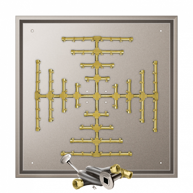 Firegear Pro Series Snowflake 38" Square Drop-In Pan Propane Gas Fire Pit Burner System With Match Throw Ignition System