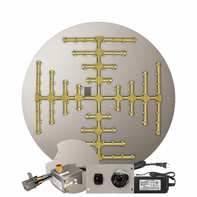 Firegear Pro Series Snowflake 39" Round Flat Pan Natural Gas Fire Pit Burner System With All Weather Electronic Ignition System