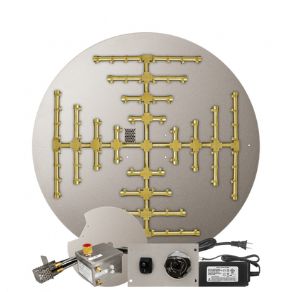 Firegear Pro Series Snowflake 39" Round Flat Pan Propane Gas Fire Pit Burner System With All Weather Electronic Ignition System