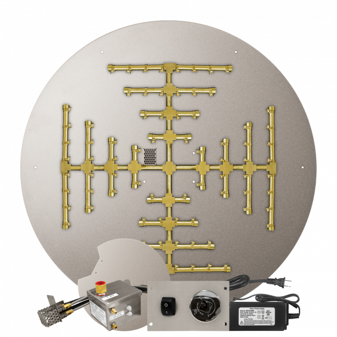 Firegear Pro Series Snowflake 44" Round Flat Pan Natural Gas Fire Pit Burner System With All Weather Electronic Ignition System