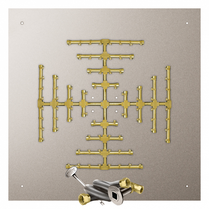 Firegear Pro Series Snowflake 46" Square Flat Pan Natural Gas Fire Pit Burner System With Match Throw Ignition System