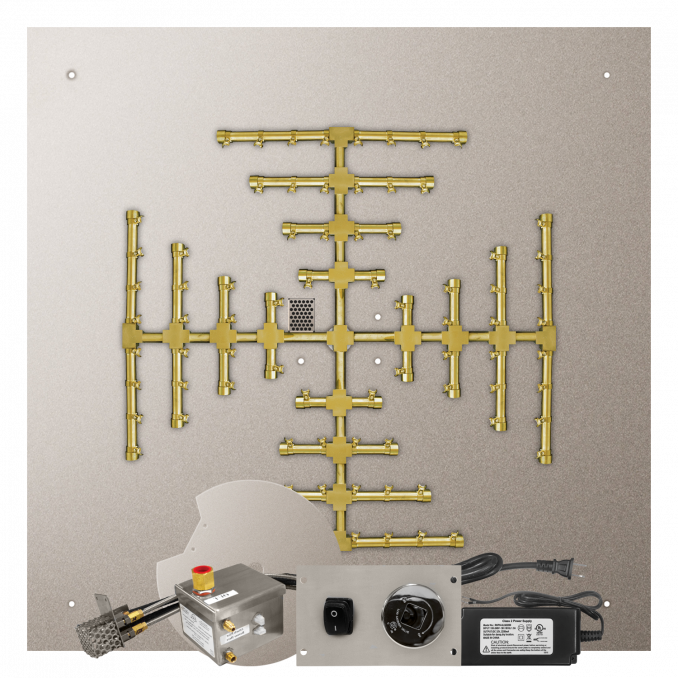 Firegear Pro Series Snowflake 46" Square Flat Pan Propane Gas Fire Pit Burner System With All Weather Electronic Ignition System