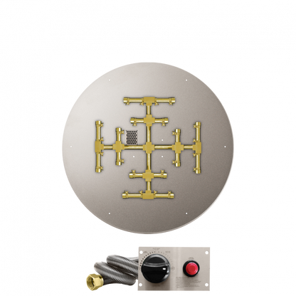 Firegear Pro Series Snowflake Sanctuary 2 34" Round Brass Propane Gas Burner System With Stainless Steel Flat Pan and Thermocouple Piloted Safety Ignition System