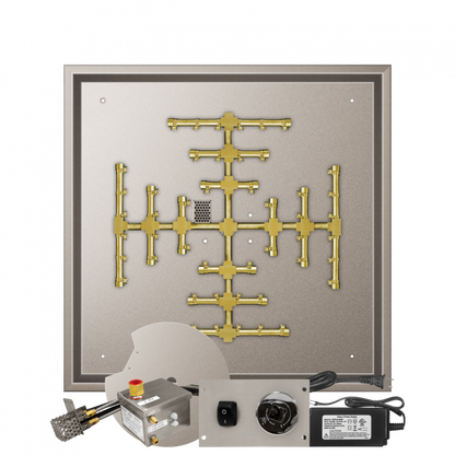 Firegear Pro Series Snowflake Square Drop-In Pan Gas Fire Pit Burner Kit w/ AWS Electronic Ignition System