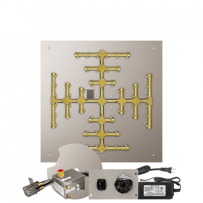Firegear Pro Series Snowflake Square Flat Pan Gas Fire Pit Burner Kit w/ AWS Electronic Ignition System