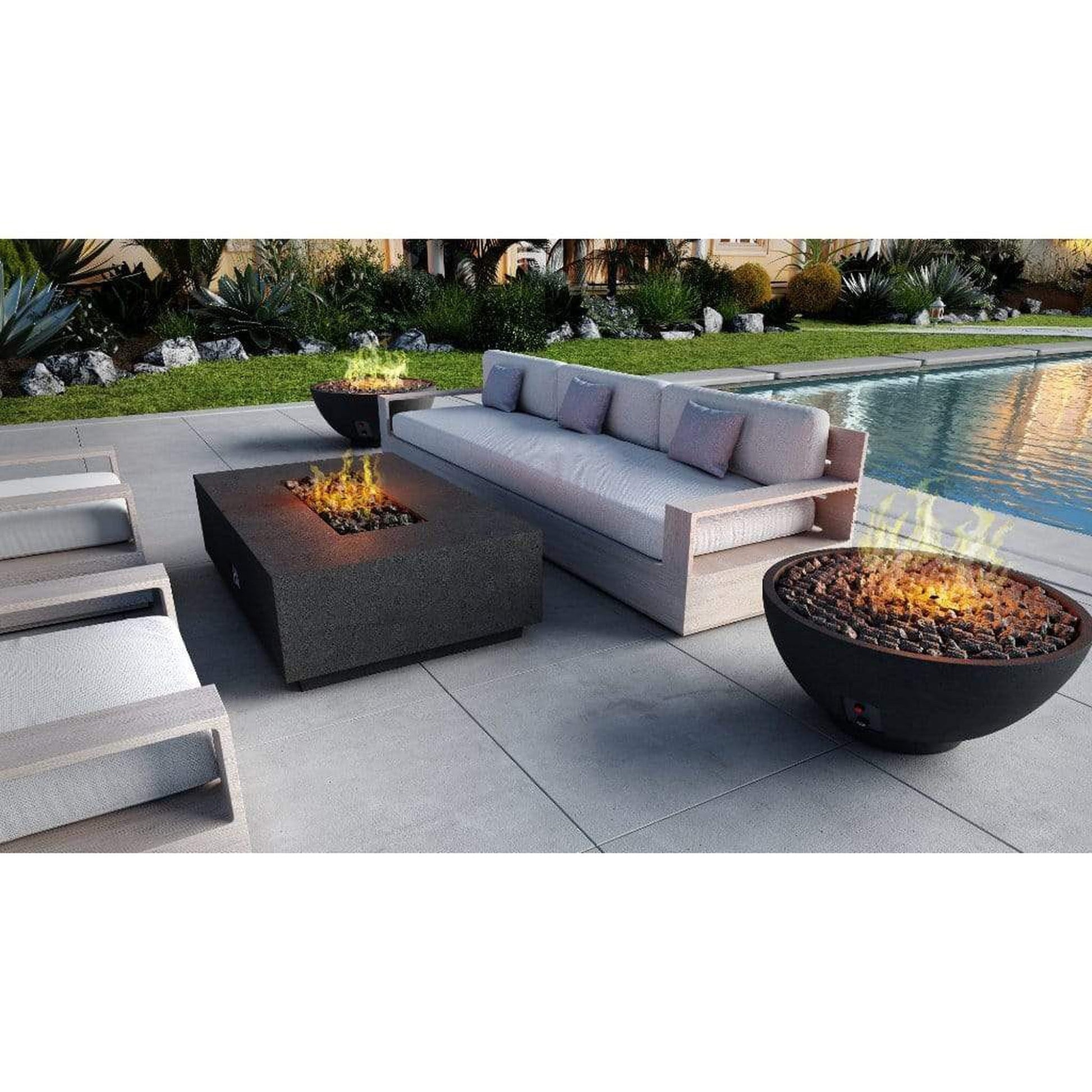Firegear Sanctuary 1 56" Arctic Rectangular Stainless Steel Natural Gas Fire Table With Thermocouple Piloted Safety Ignition System