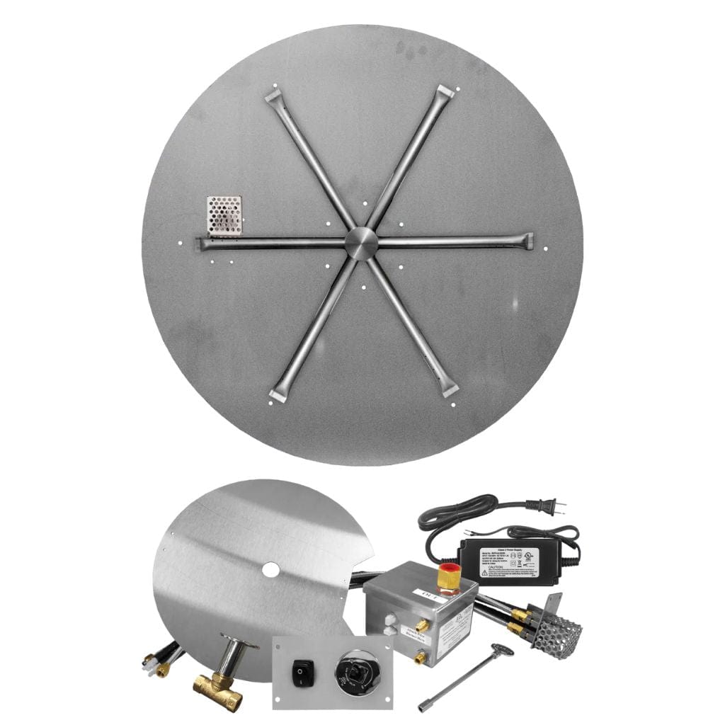 Firegear Sanctuary 2 34" Round Stainless Steel Natural Gas Burner System With With Flat Pan and All Weather Electronic Ignition System