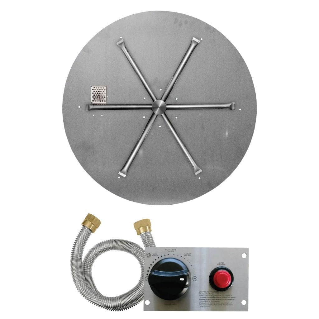 Firegear Sanctuary 2 34" Round Stainless Steel Propane Gas Burner System With Flat Pan and Thermocouple Piloted Safety Ignition System