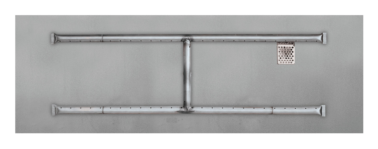 Firegear Sanctuary 76 51" Linear Stainless Steel Natural Gas H Burner System With Flat Pan and All Weather Electronic Ignition System