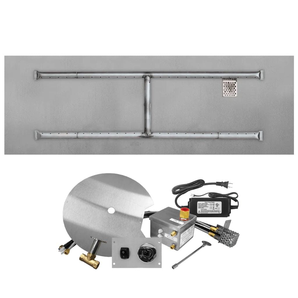 Firegear Sanctuary 76 51" Linear Stainless Steel Natural Gas H Burner System With Flat Pan and All Weather Electronic Ignition System