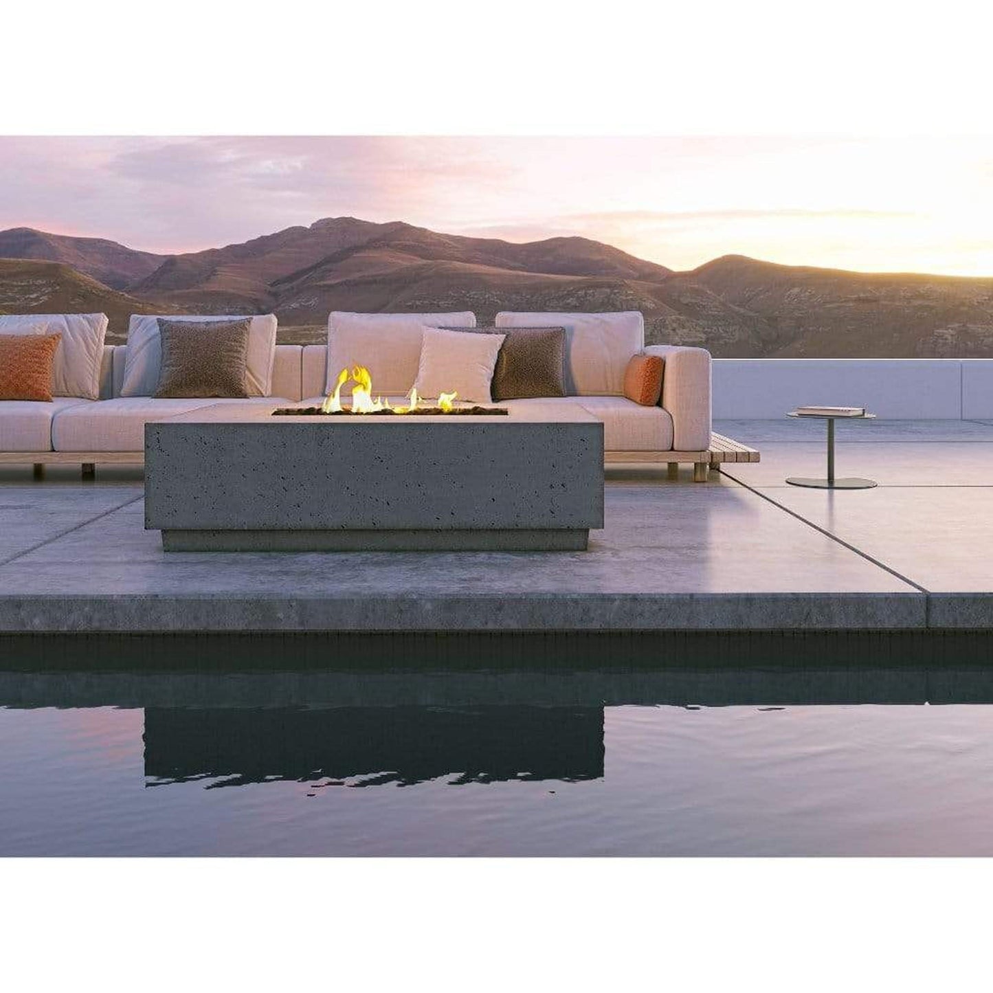 Firegear Sanctuary 76 76" Arctic Rectangular Stainless Steel Natural Gas Fire Table With Thermocouple Piloted Safety Ignition System