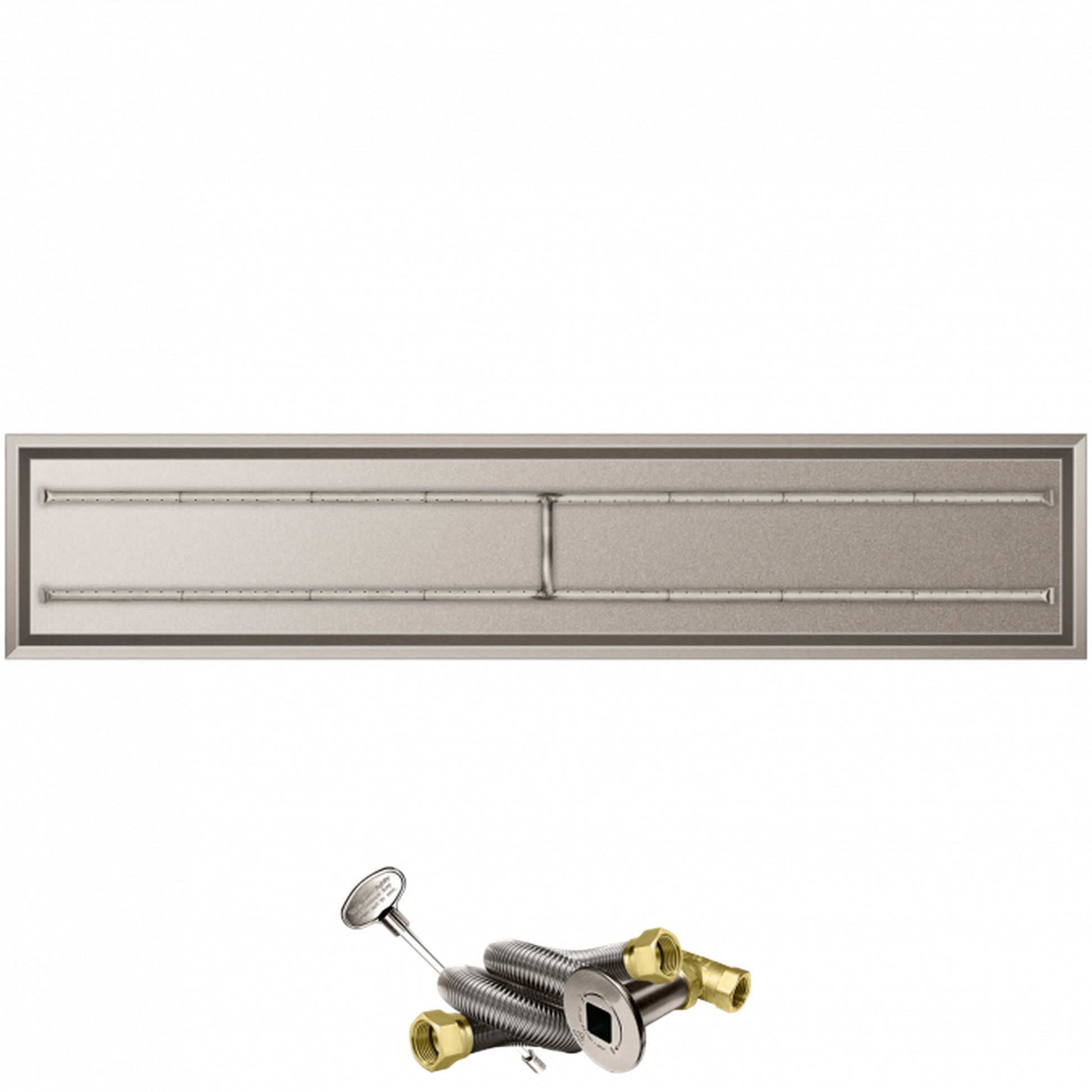 Firegear Stainless Steel Linear Drop-In Pan H Burner Natural Gas Fire Pit Kit w/ Match Throw Ignition System