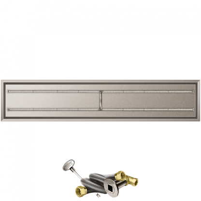 Firegear Stainless Steel Linear Drop-In Pan H Burner Natural Gas Fire Pit Kit w/ Match Throw Ignition System