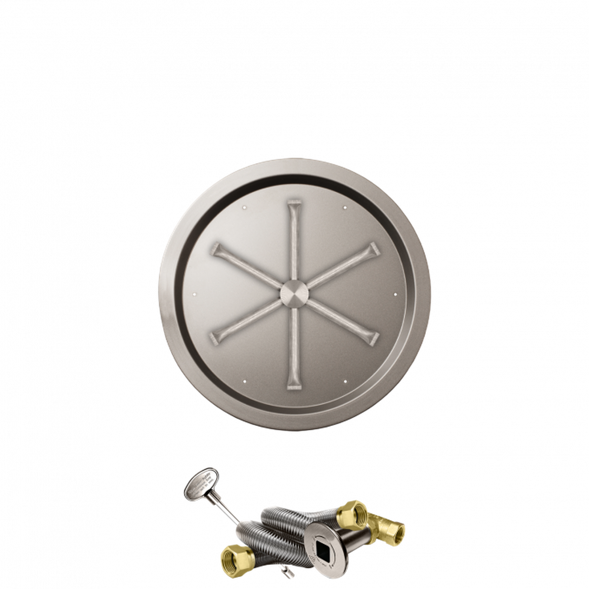 Firegear Stainless Steel Series 19" Round Drop-In Pan Natural Gas Fire Pit Burner System With Match Throw Ignition System