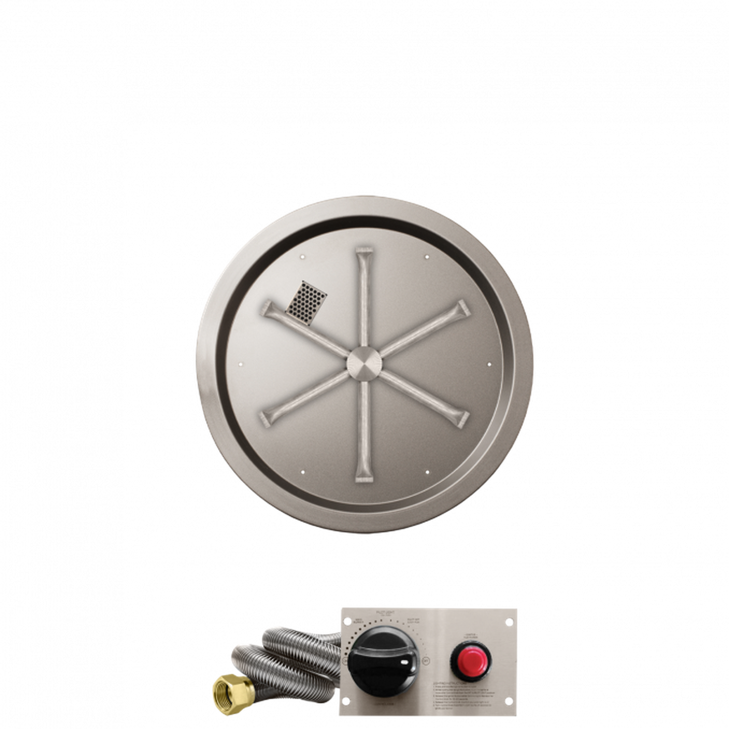 Firegear Stainless Steel Series 19" Round Drop-In Pan Propane Gas Fire Pit Burner System With Thermocouple Piloted Safety Ignition System