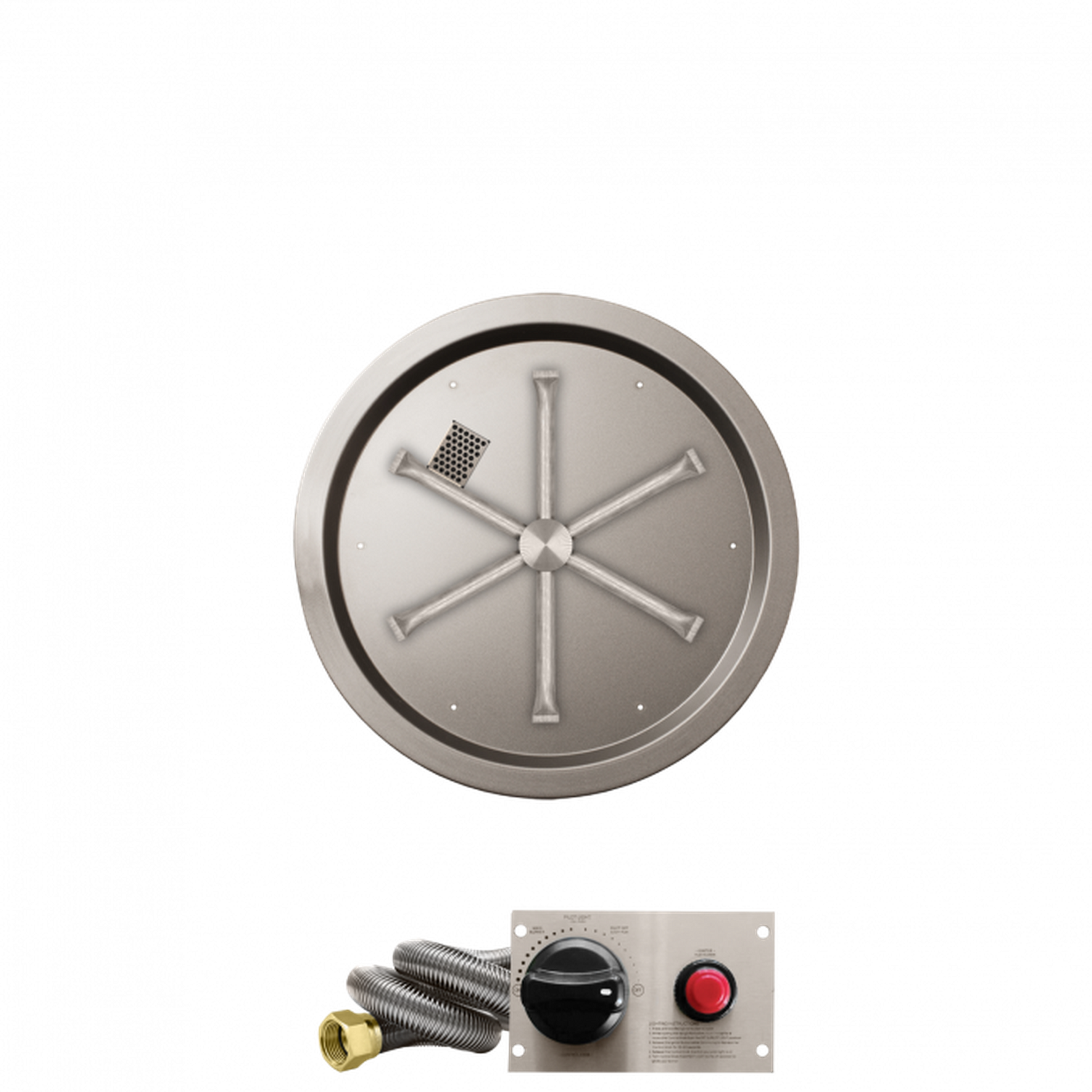 Firegear Stainless Steel Series 19" Round Drop-In Pan Natural Gas Fire Pit Burner System With Thermocouple Piloted Safety Ignition System