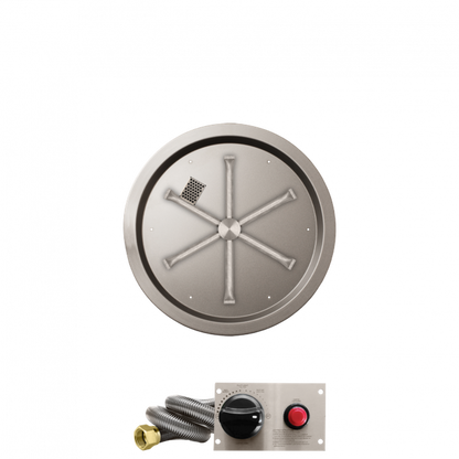 Firegear Stainless Steel Series 19" Round Drop-In Pan Natural Gas Fire Pit Burner System With Thermocouple Piloted Safety Ignition System