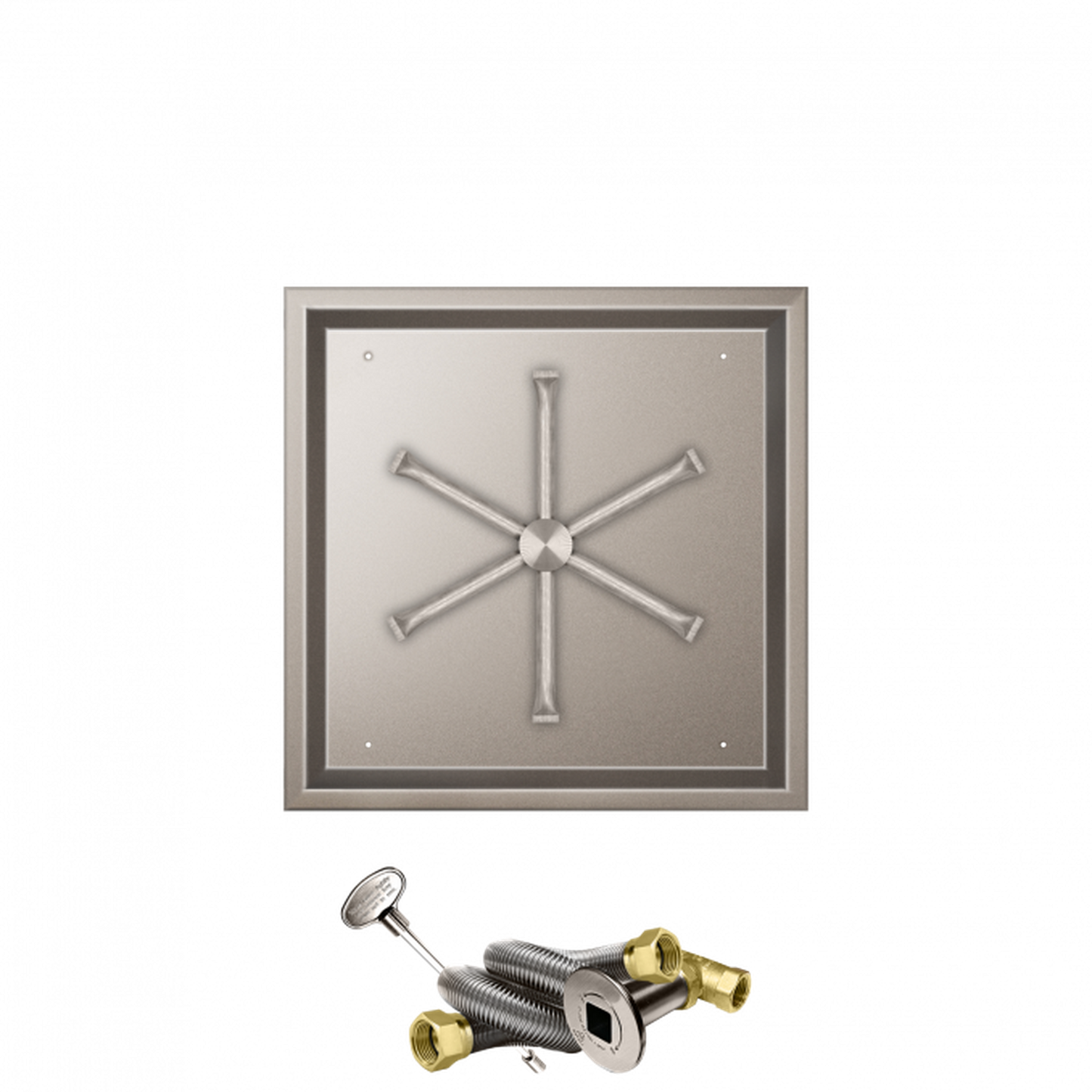Firegear Stainless Steel Series 20" Square Drop-In Pan Natural Gas Fire Pit Burner System With Match Throw Ignition System
