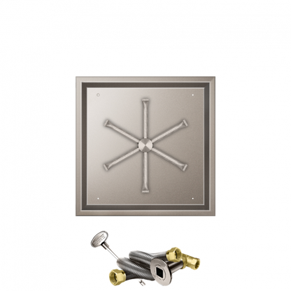 Firegear Stainless Steel Series 20" Square Drop-In Pan Natural Gas Fire Pit Burner System With Match Throw Ignition System