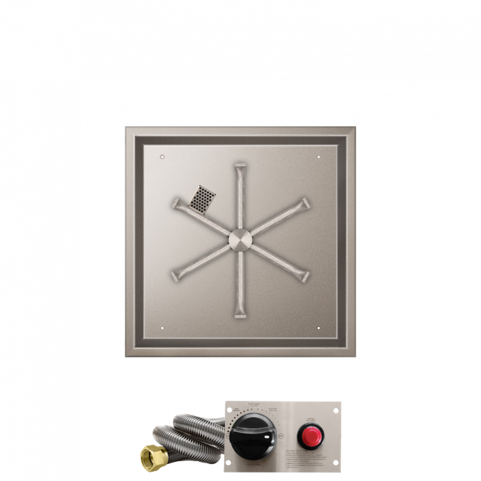 Firegear Stainless Steel Series 20" Square Drop-In Pan Natural Gas Fire Pit Burner System With Thermocouple Piloted Safety Ignition System