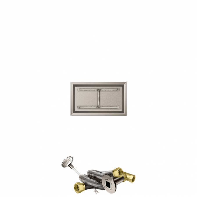 Firegear Stainless Steel Series 24" x 12" Linear Drop-In Pan Natural Gas Fire Pit H Burner System With Match Throw Ignition System