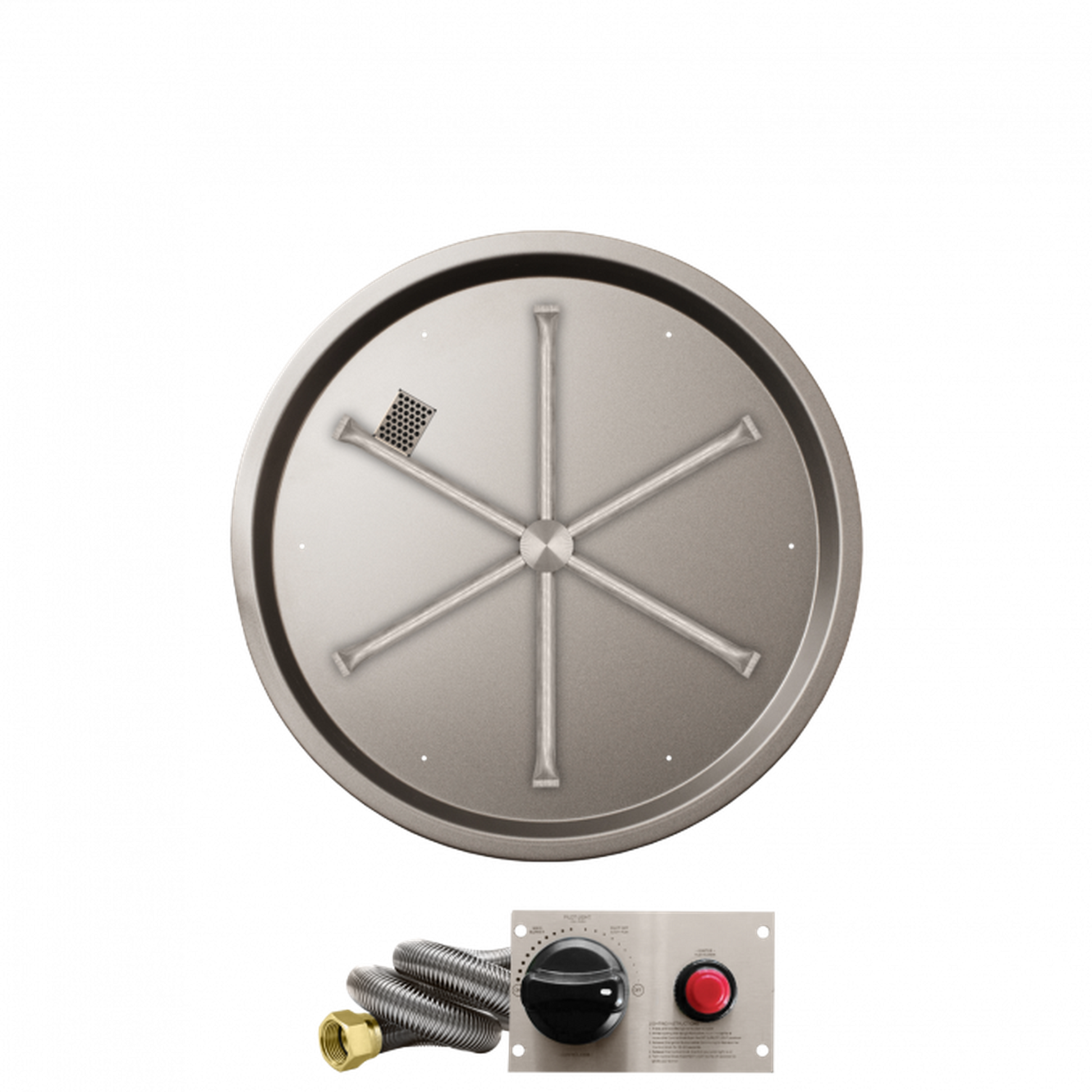 Firegear Stainless Steel Series 25" Round Drop-In Pan Propane Gas Fire Pit Burner System With Thermocouple Piloted Safety Ignition System