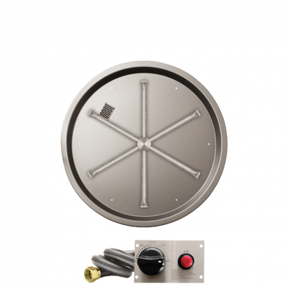 Firegear Stainless Steel Series 25" Round Drop-In Pan Propane Gas Fire Pit Burner System With Thermocouple Piloted Safety Ignition System