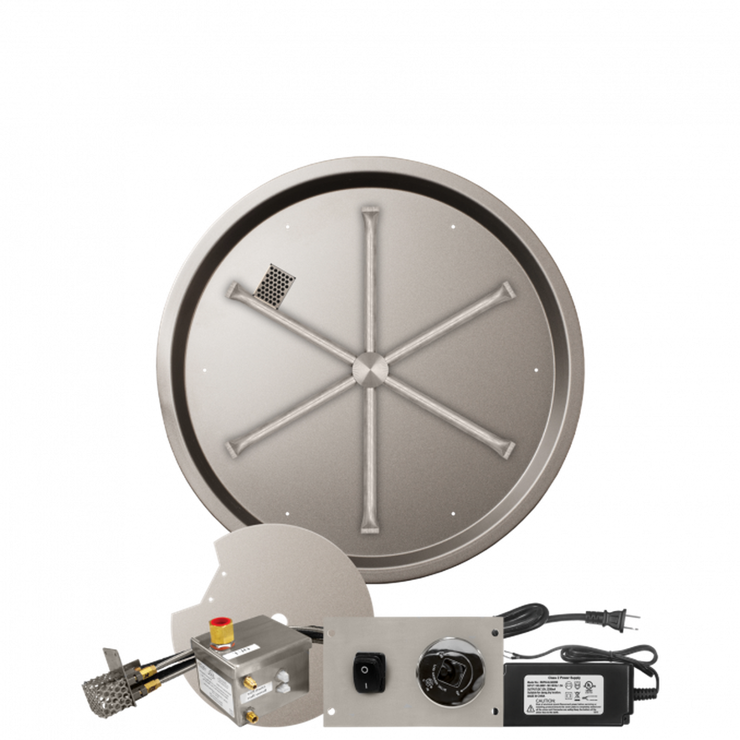 Firegear Stainless Steel Series 25" Round Drop-In Pan Natural Gas Fire Pit Burner System With All Weather Electronic Ignition System