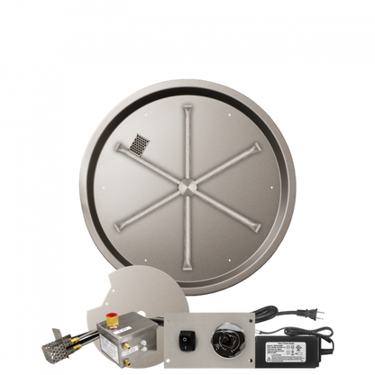 Firegear Stainless Steel Series 25" Round Drop-In Pan Natural Gas Fire Pit Burner System With All Weather Electronic Ignition System