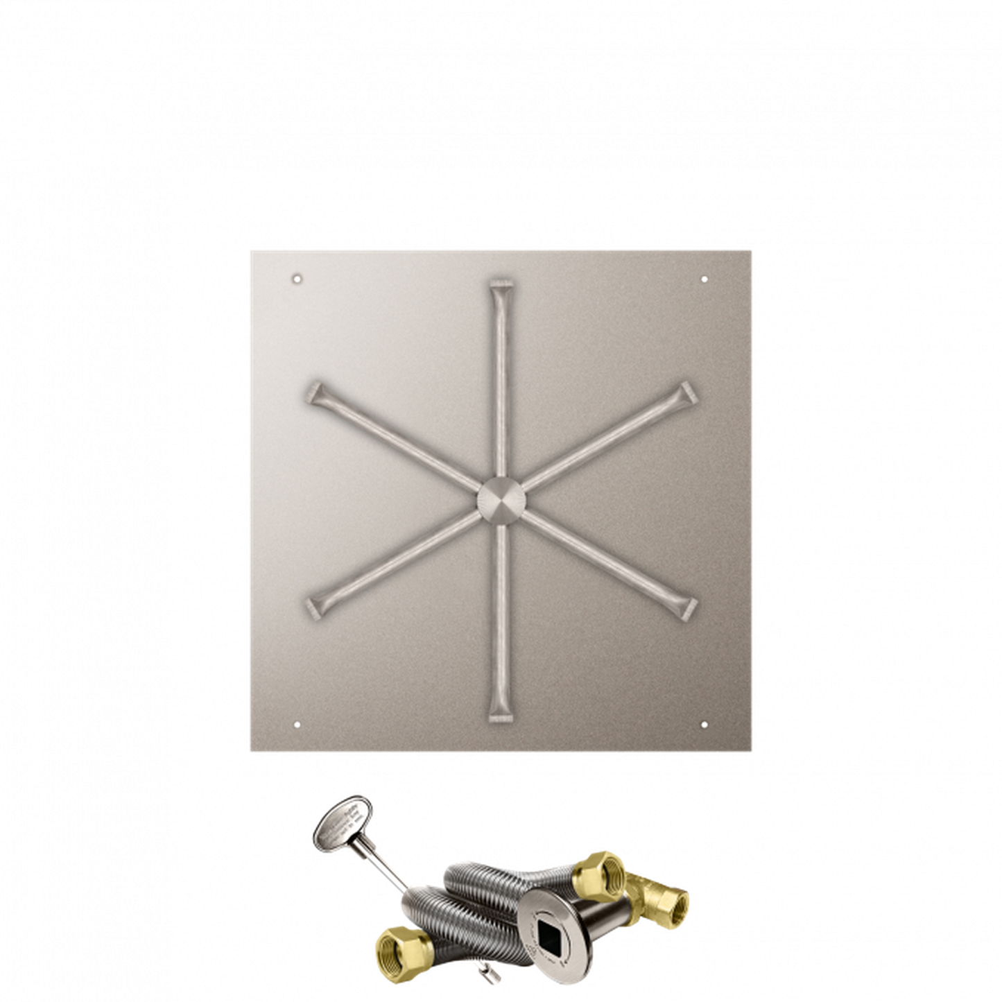 Firegear Stainless Steel Series 25" Square Flat Pan Natural Gas Fire Pit Burner System With Match Throw Ignition System