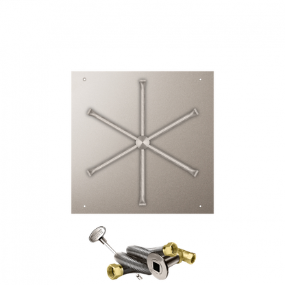 Firegear Stainless Steel Series 25" Square Flat Pan Natural Gas Fire Pit Burner System With Match Throw Ignition System