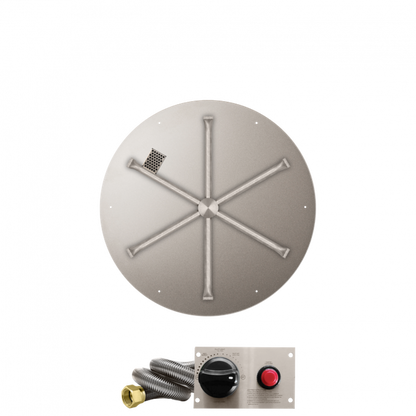 Firegear Stainless Steel Series 26" Round Flat Pan Propane Gas Fire Pit Burner System With Thermocouple Piloted Safety Ignition System