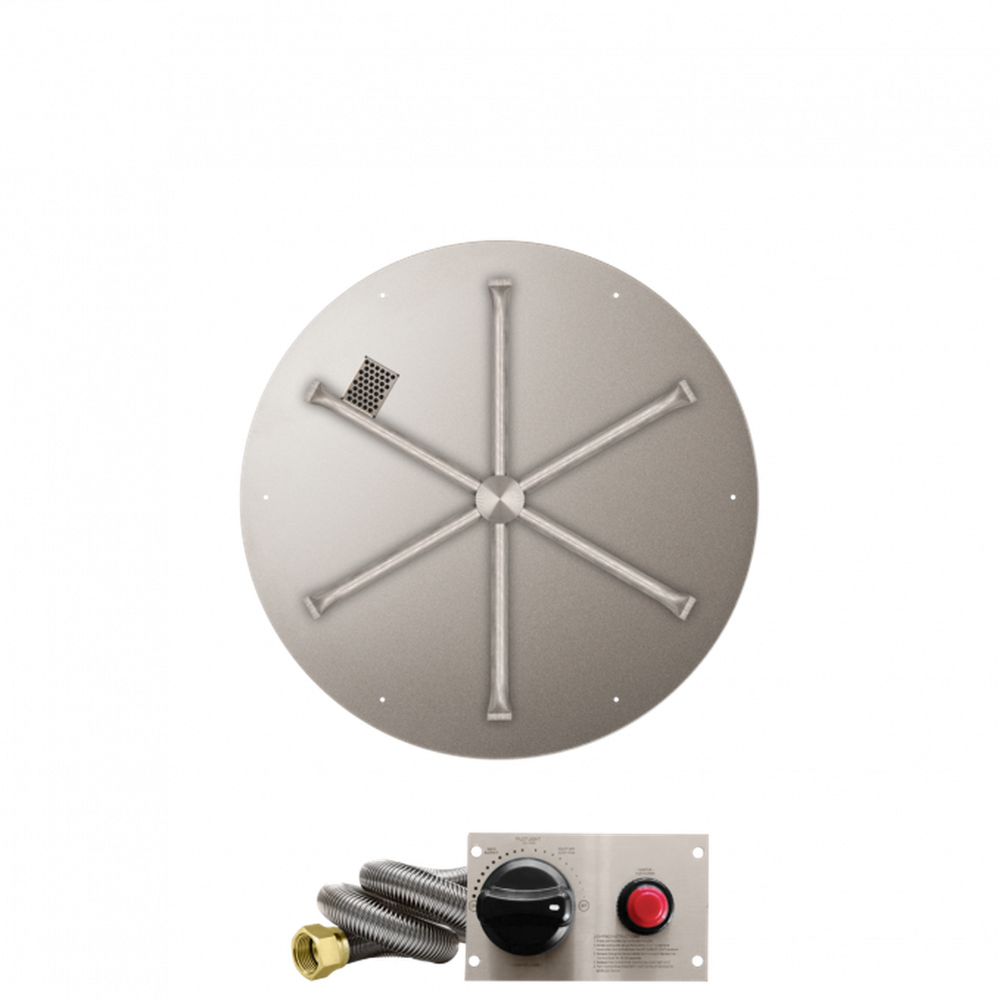 Firegear Stainless Steel Series 26" Round Flat Pan Natural Gas Fire Pit Burner System With Thermocouple Piloted Safety Ignition System