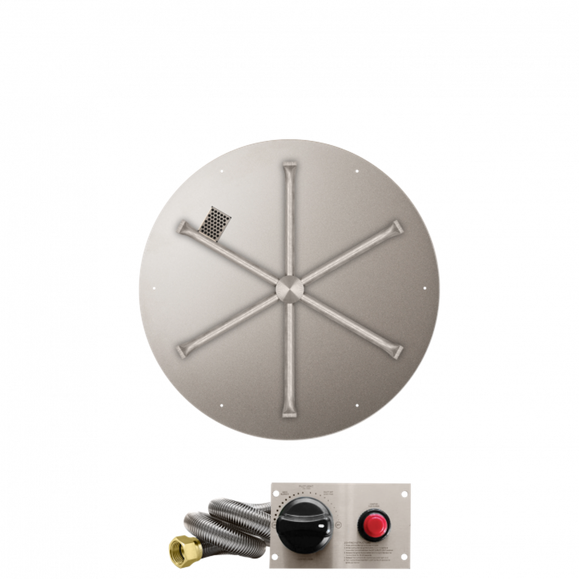 Firegear Stainless Steel Series 26" Round Flat Pan Natural Gas Fire Pit Burner System With Thermocouple Piloted Safety Ignition System