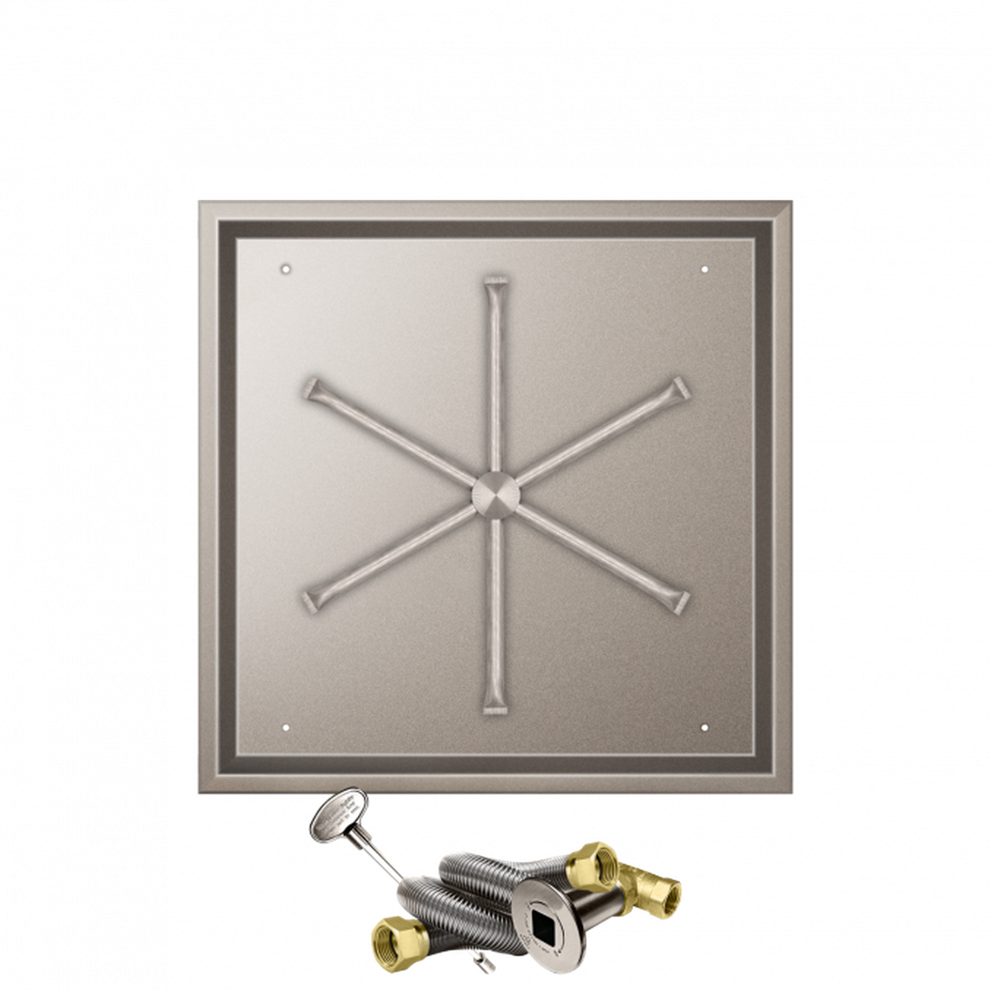 Firegear Stainless Steel Series 32" Square Drop-In Pan Natural Gas Fire Pit Burner System With Match Throw Ignition System