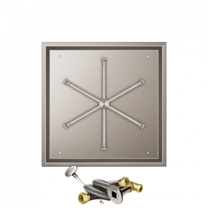 Firegear Stainless Steel Series 32" Square Drop-In Pan Natural Gas Fire Pit Burner System With Match Throw Ignition System