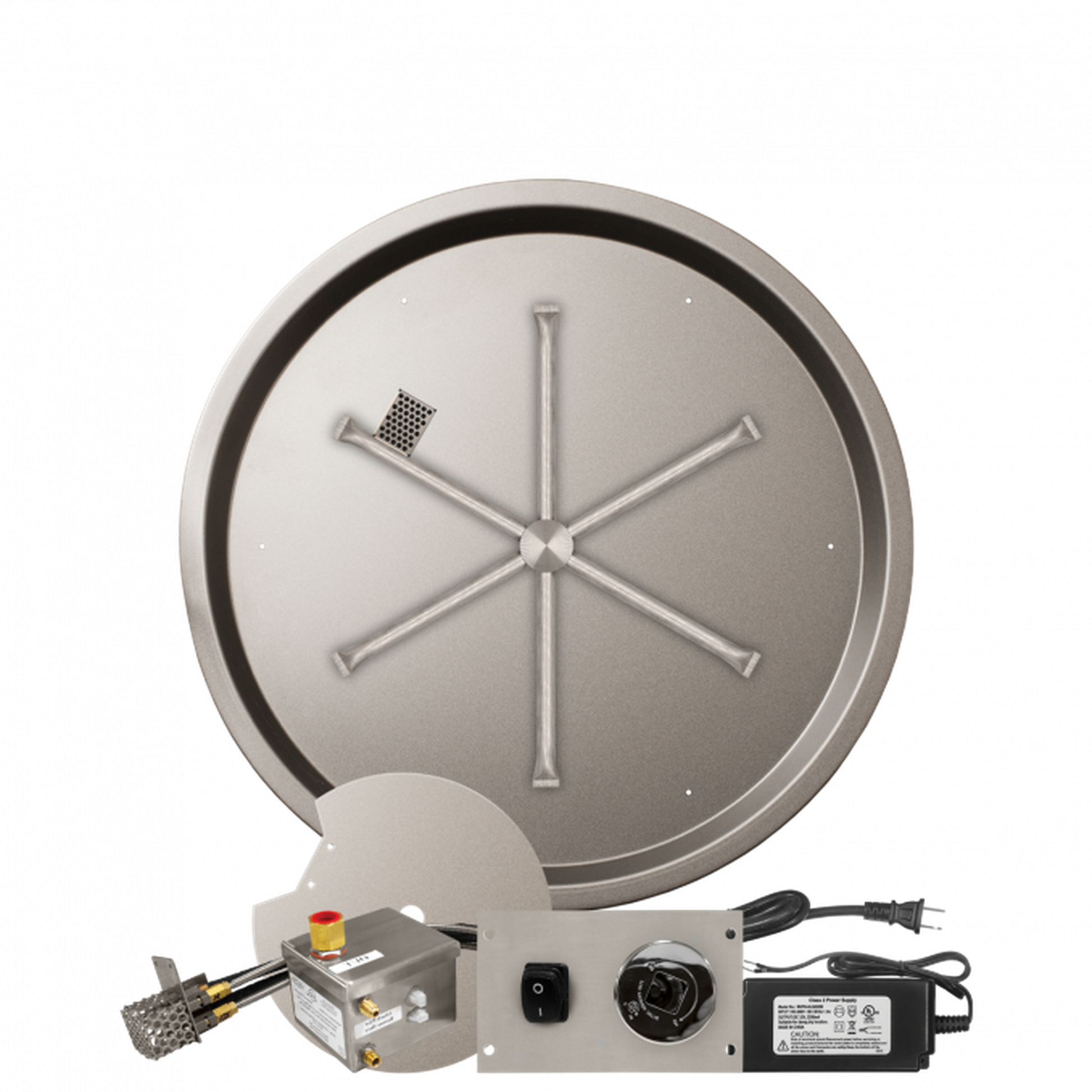 Firegear Stainless Steel Series 29" Round Drop-In Pan Natural Gas Fire Pit Burner System With All Weather Electronic Ignition System