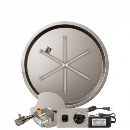 Firegear Stainless Steel Series 29" Round Drop-In Pan Natural Gas Fire Pit Burner System With All Weather Electronic Ignition System