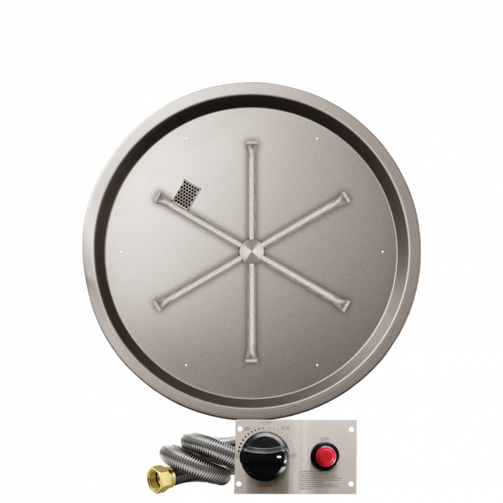 Firegear Stainless Steel Series 29" Round Drop-In Pan Propane Gas Fire Pit Burner System With Thermocouple Piloted Safety Ignition System
