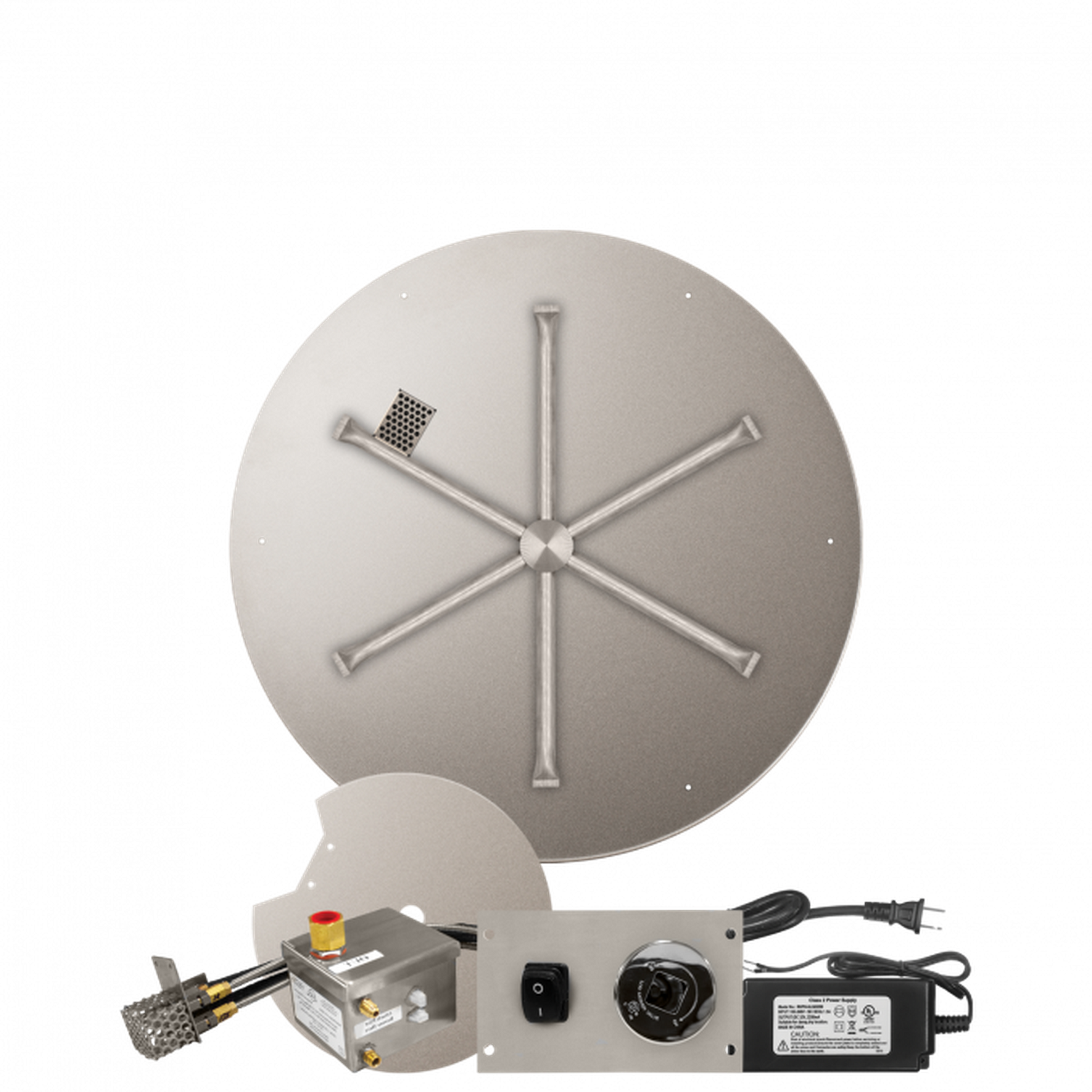 Firegear Stainless Steel Series 29" Round Flat Pan Propane Gas Fire Pit Burner System With All Weather Electronic Ignition System