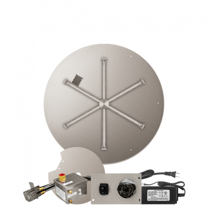Firegear Stainless Steel Series 29" Round Flat Pan Propane Gas Fire Pit Burner System With All Weather Electronic Ignition System