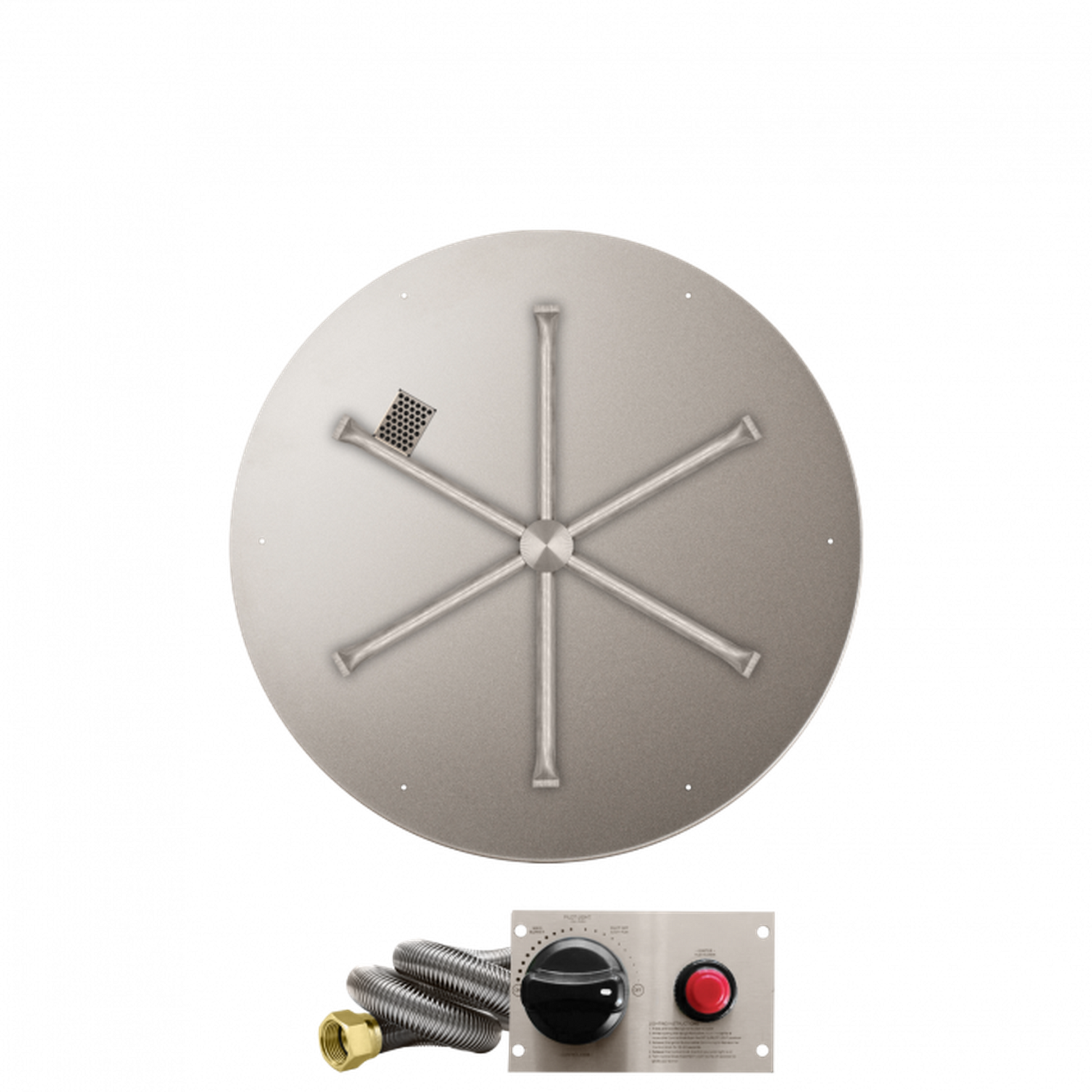 Firegear Stainless Steel Series 29" Round Flat Pan Natural Gas Fire Pit Burner System With Thermocouple Piloted Safety Ignition System