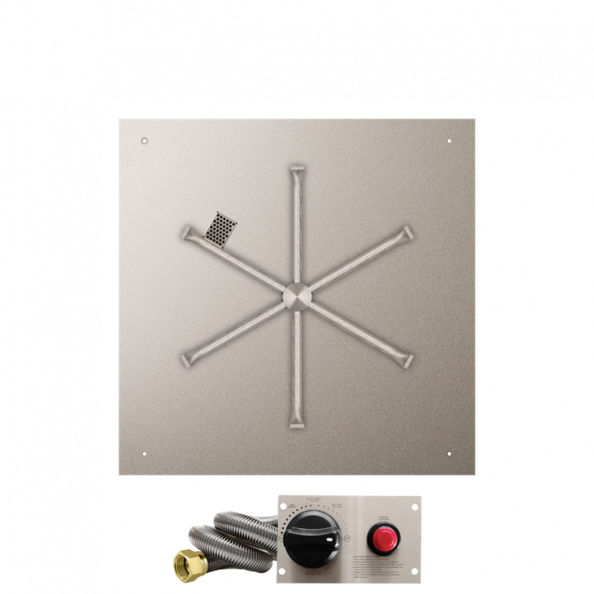 Firegear Stainless Steel Series 30" Square Flat Pan Natural Gas Fire Pit Burner System With Thermocouple Piloted Safety Ignition System