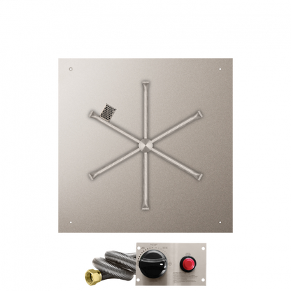 Firegear Stainless Steel Series 30" Square Flat Pan Natural Gas Fire Pit Burner System With Thermocouple Piloted Safety Ignition System